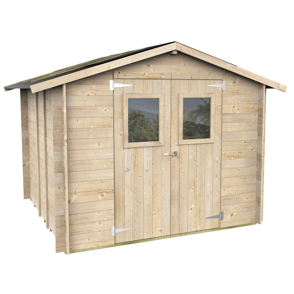 alce hobby 248x248 abri de jardin en bois avec fenêtres et porte à double battant 248x248x217 cm