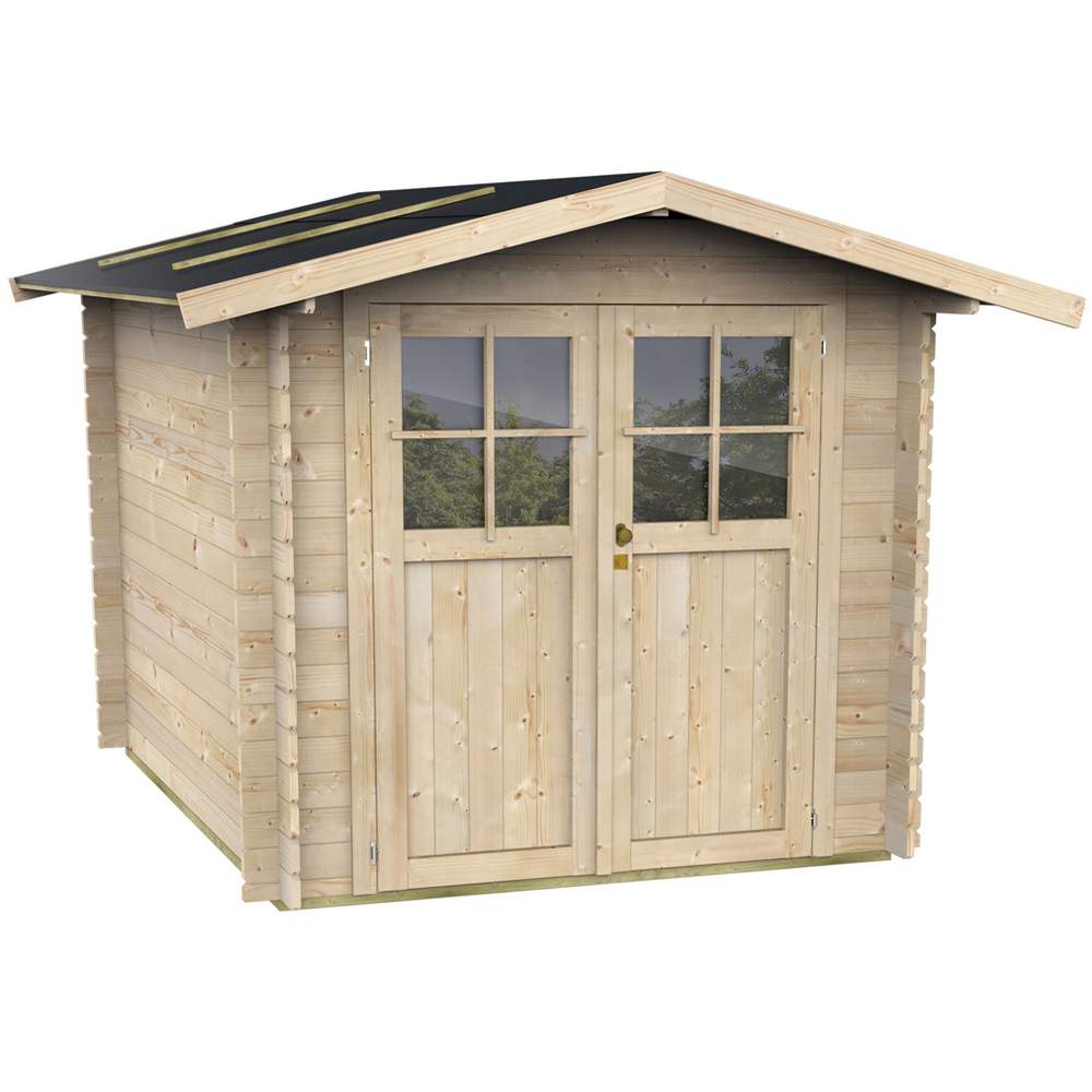 alce opera 215x180 abri de jardin à bois avec fenêtres et porte à double battant 215x180x207 cm