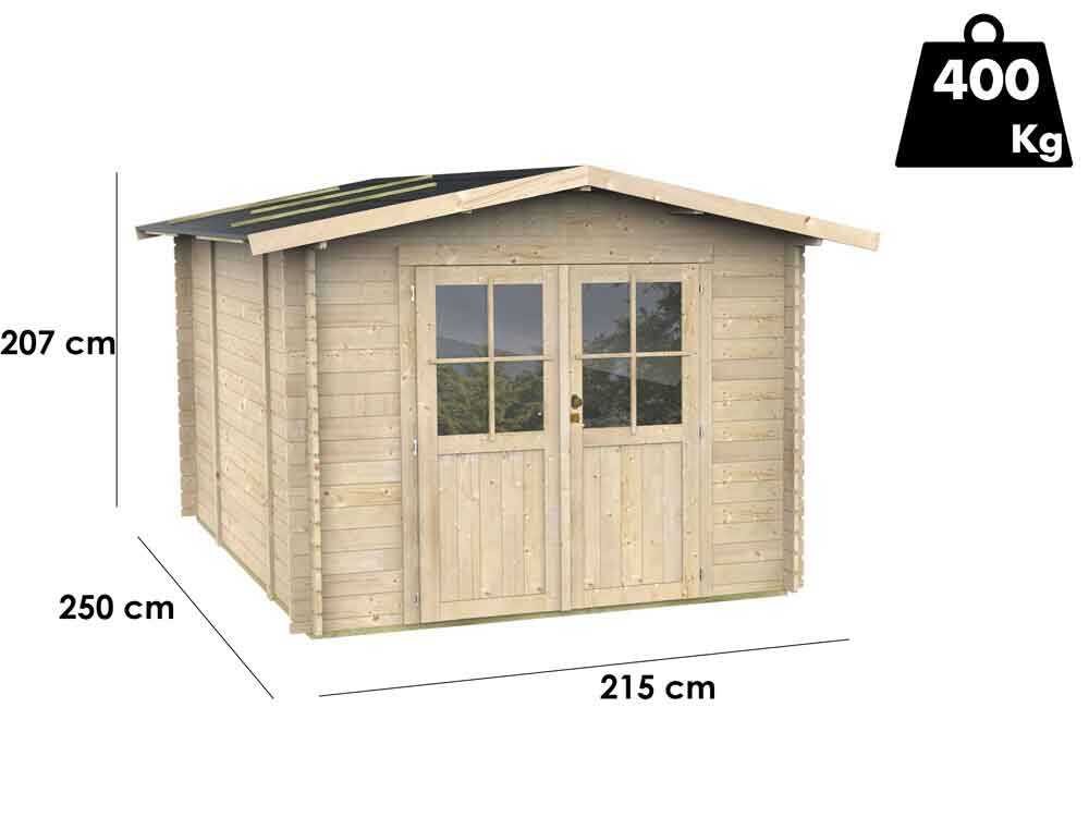 alce opera 215x250 abri de jardin à bois avec fenêtres et porte à double battant 215x250x207 cm alce opera 215x250 abri de jardin à bois avec fenêtres et porte à double battant 215x250x207 cm