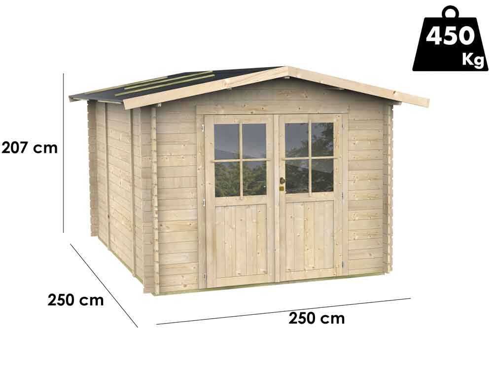 alce opera 250x250 abri de jardin à bois avec fenêtres et porte à double battant 250x250x207 cm alce opera 250x250 abri de jardin à bois avec fenêtres et porte à double battant 250x250x207 cm