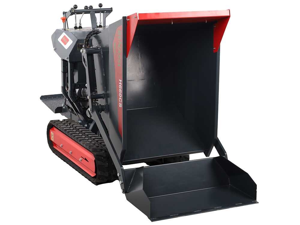 benassi h660cs brouette à moteur sur chenilles caisson dumper hydraulique avec pelle capacité charge 600kg benassi h660cs brouette à moteur sur chenilles caisson dumper hydraulique avec pelle capacité charge 600kg