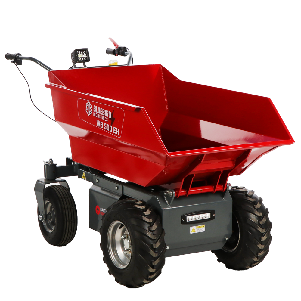 blue bird wb 500eh brouette à batterie 48 v 32 ah benne dumper avec basculement hydraulique