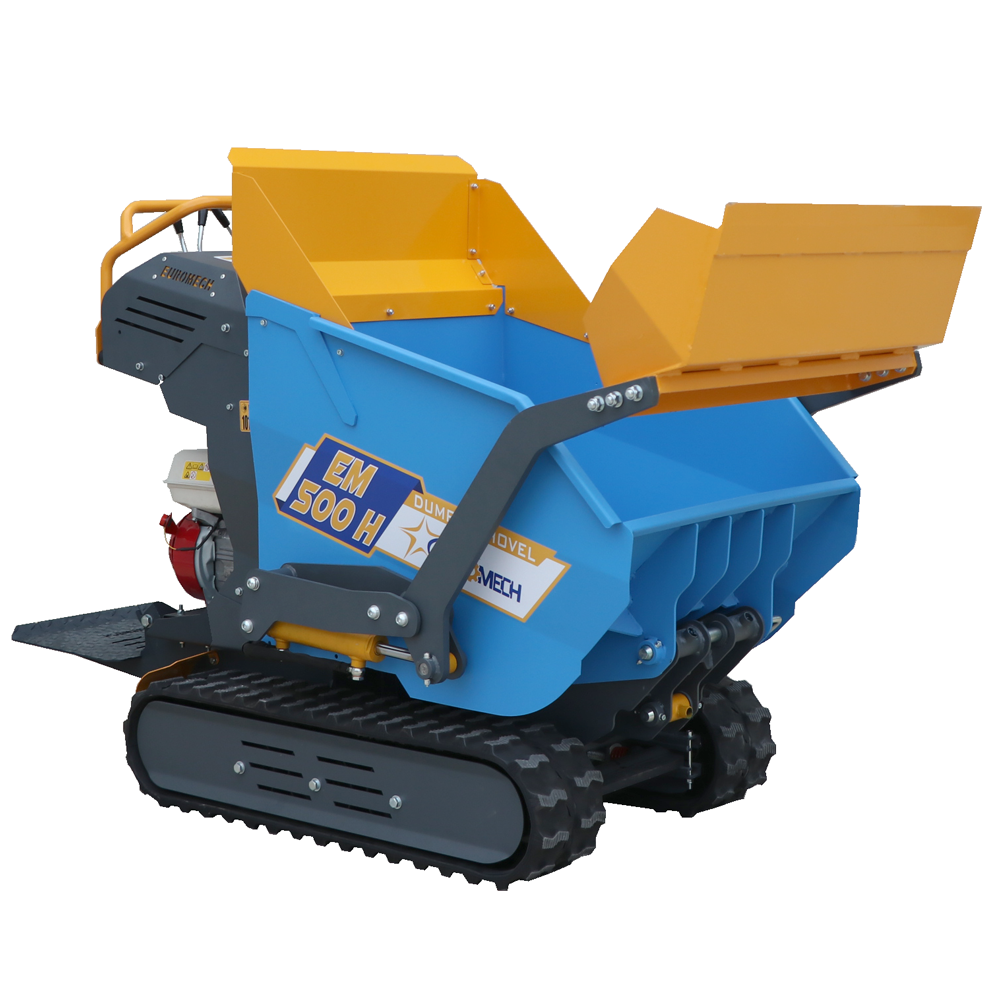 brouette motorisée euromech em500h dump & shovel benne dumper hydraulique 500 kg avec pelle