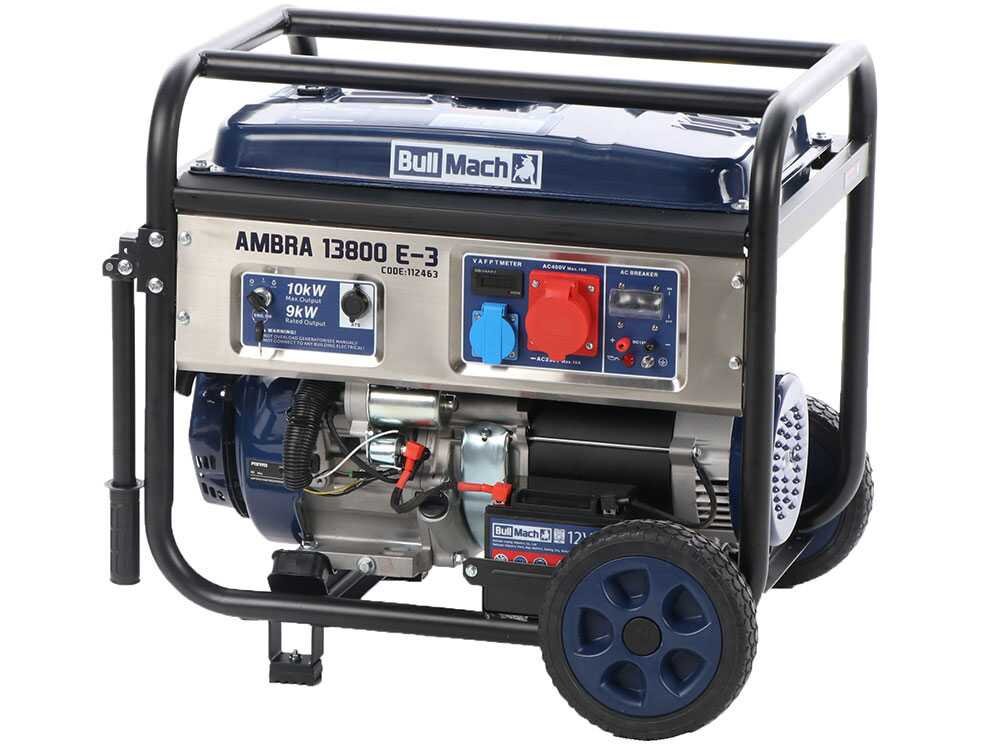 bullmach ambra 13800 e 3 groupe électrogène sur chariot à essence avec avr 10 kw continue 9 kw triphasé + ats bullmach ambra 13800 e 3 groupe électrogène sur chariot à essence avec avr 10 kw continue 9 kw triphasé + ats