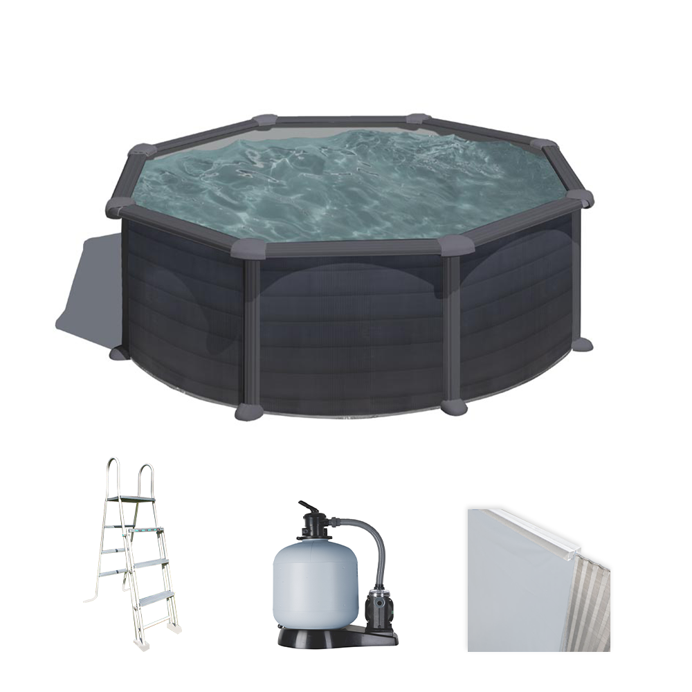 gre granada ronde Ø350 x 132 cm piscine hors sol en acier