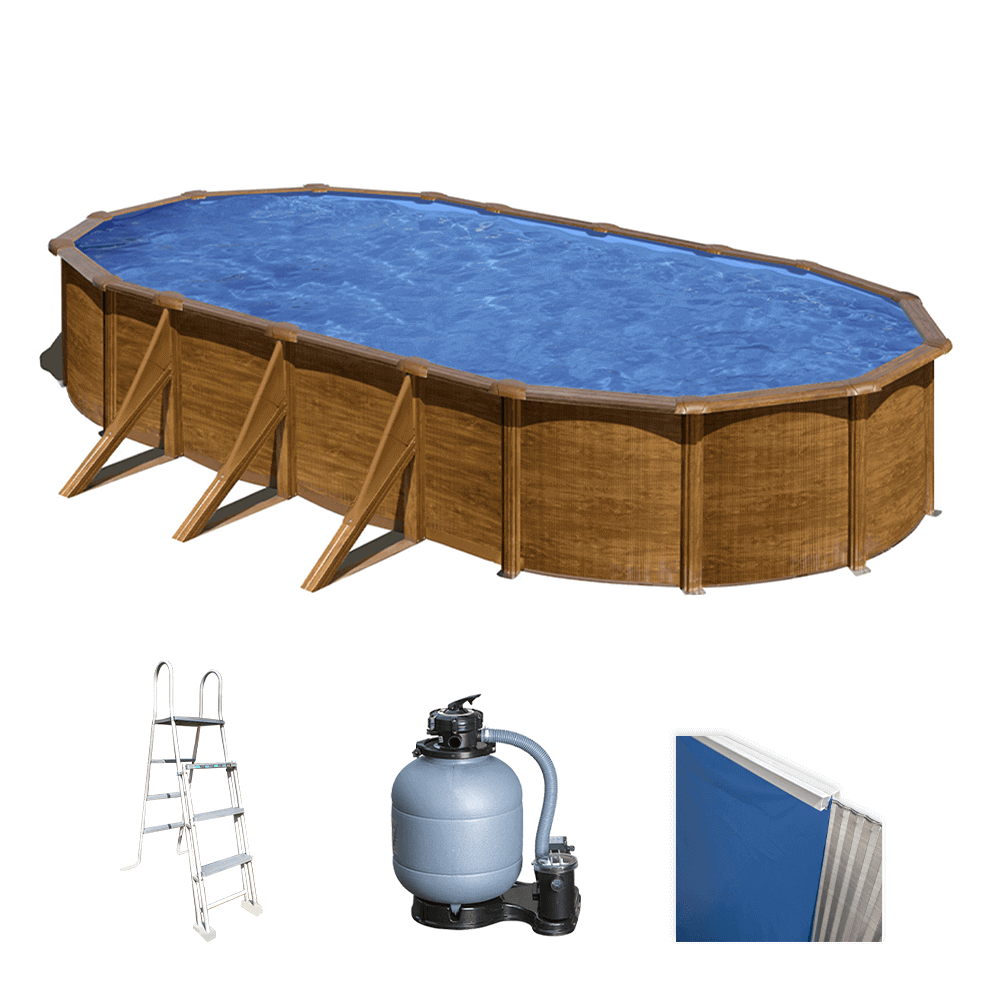 gre pacific ovale 730x375x120cm piscine hors sol en acier