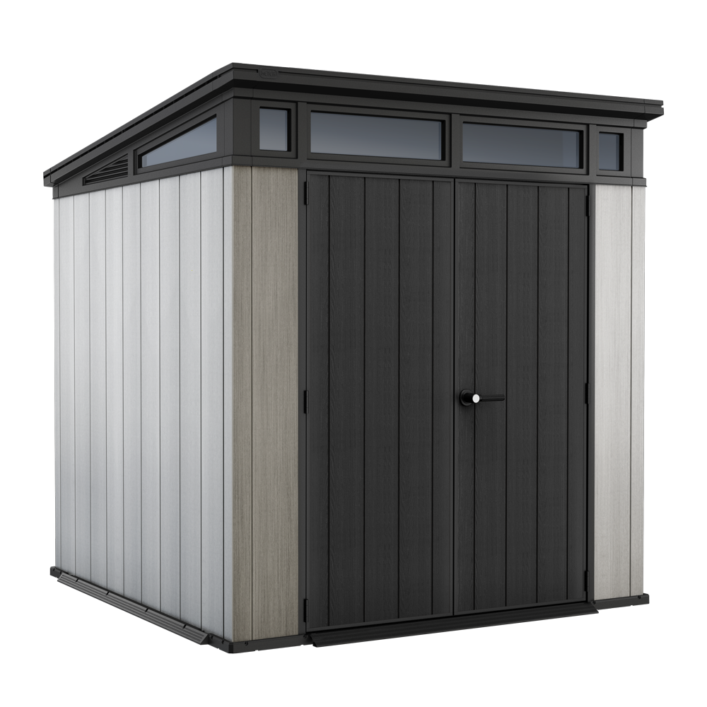 keter artisan gris abri de jardin avec porte double battant 214x218x226 cm